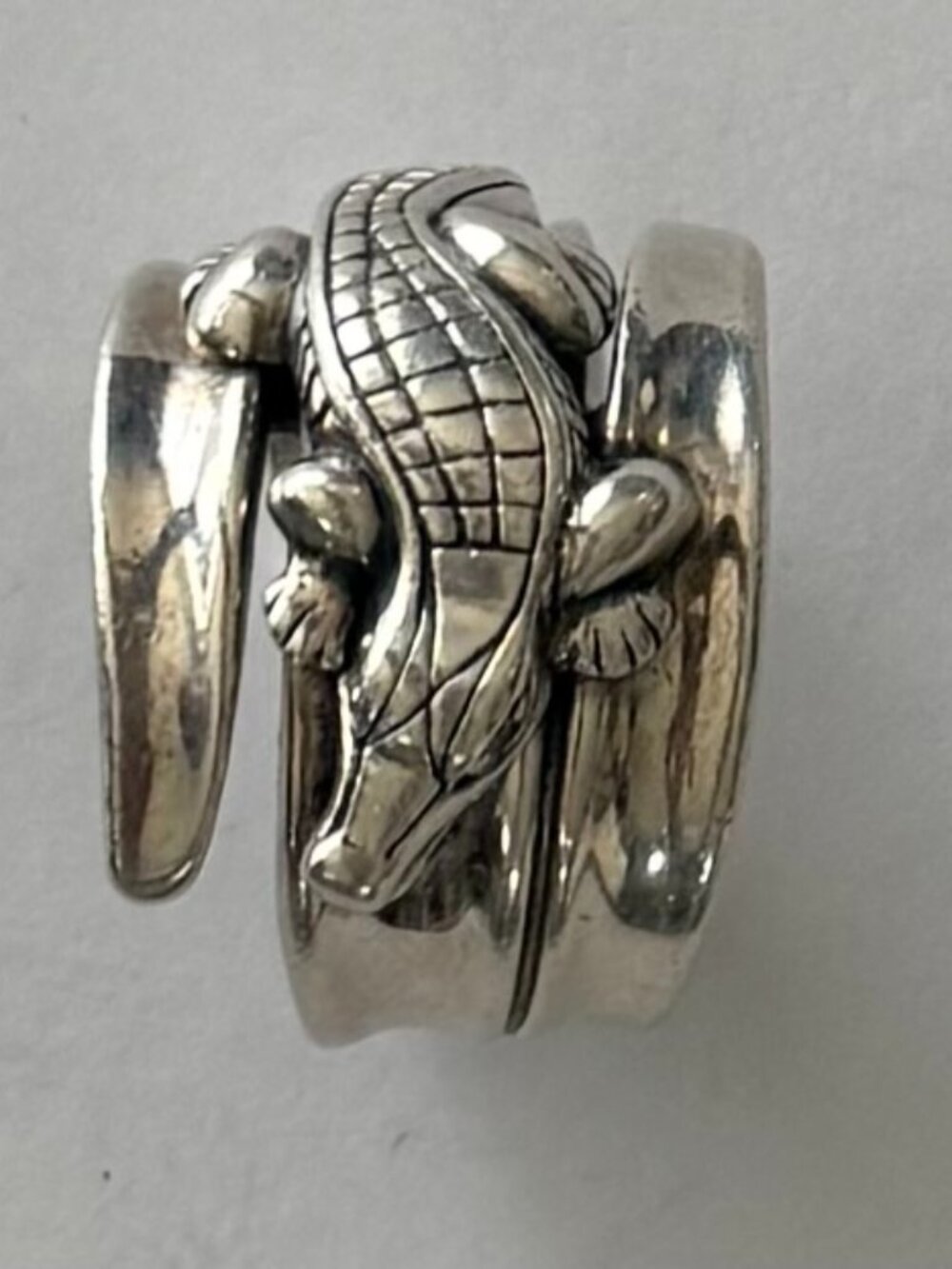 BARRY KIESELSTEIN-CORD STERLING SILVER ALLIGATOR WIDE BAND RING